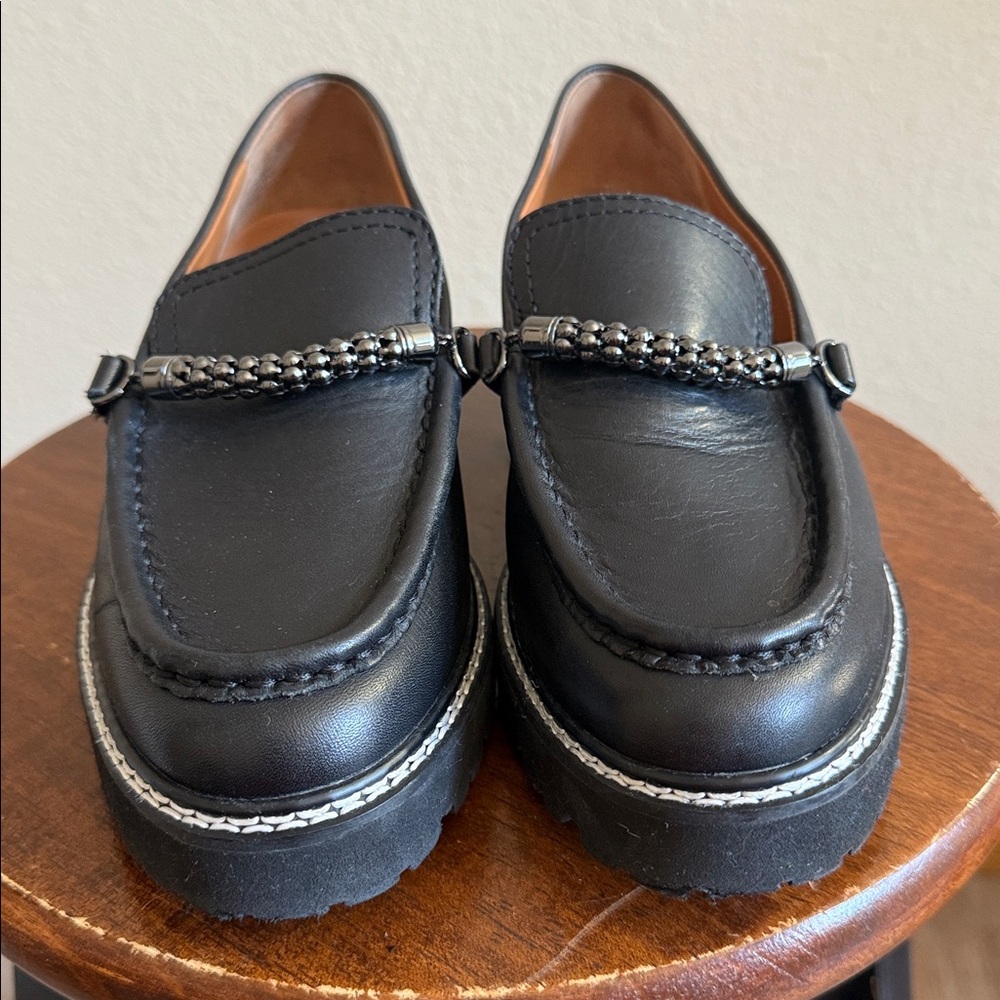 Sarto Black Leather Loafers - Picture 5 of 11